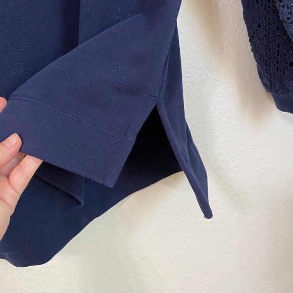 Soft Surroundings Crochet Sleeve Mock Neck French Terry Tunic - Picture 5 of 8